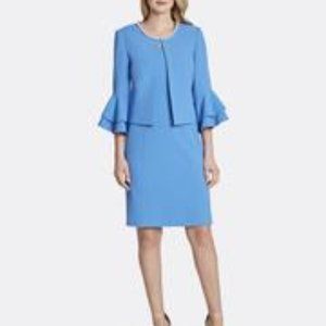 Tahari Black Faux Pearls Women's Two-Piece Dress Suit Size 8P